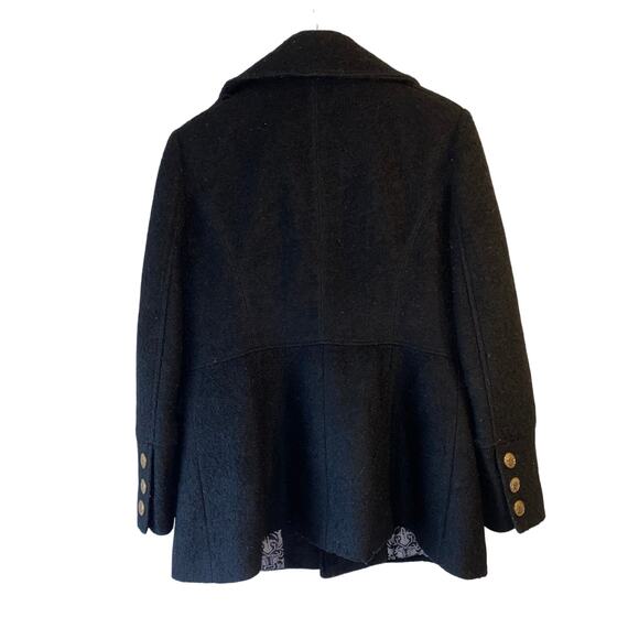 Vintage Guess Wool Blend Y2K Pea Coat SZ L Fuzzy Lined Gold Button Goth 90’s - Picture 5 of 9